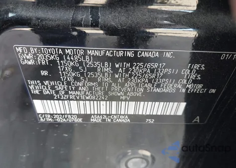 2014 Toyota Rav4 Le из США, поврежденный, VIN 2T3ZFREV1EW082242